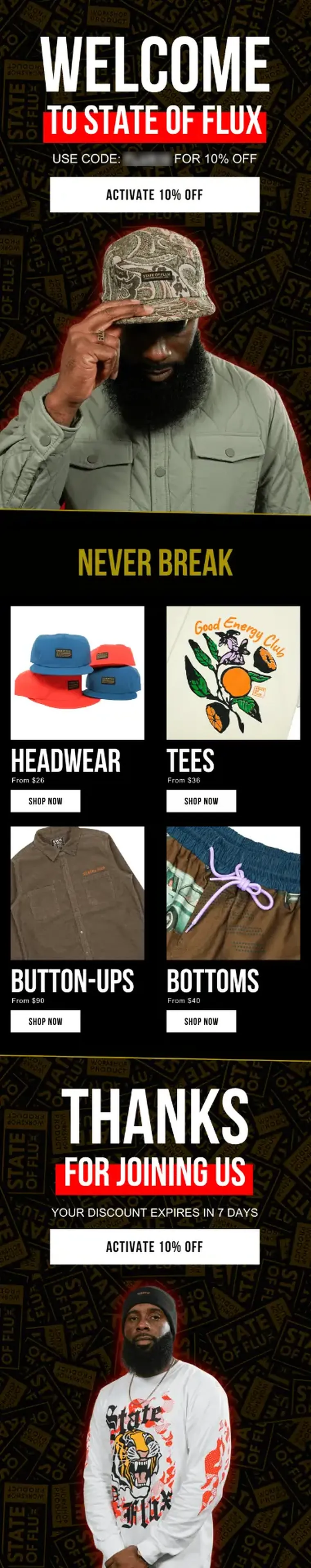 State of Flux Welcome Series email design