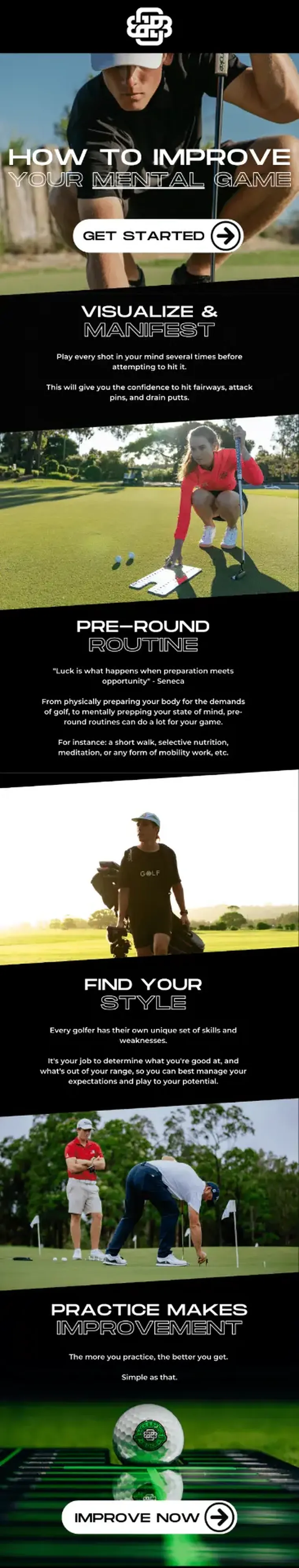 Back 2 Basics Golf Mental Game email design